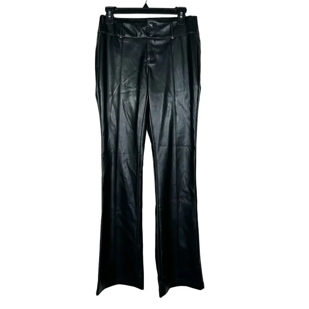 Garage Black Faux Leather Pants Small Straight Leg NWOT